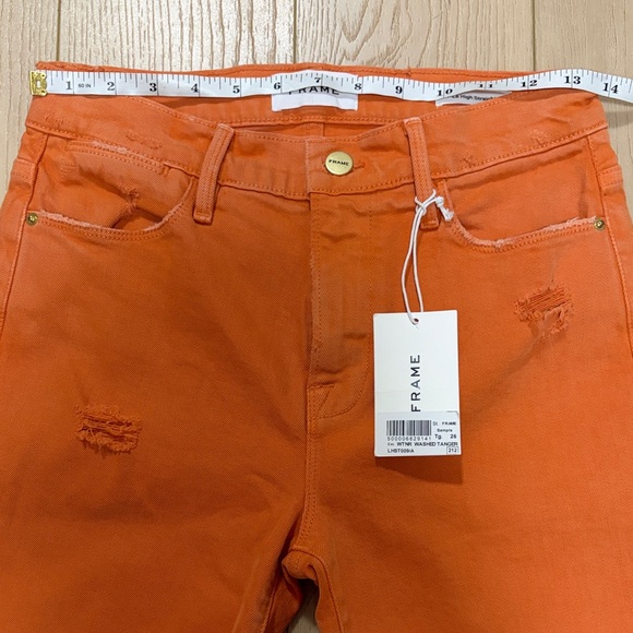 FRAME Le High Straight, Distressed, Washed Tangerine, sz 27 - Picture 11 of 15